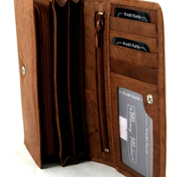 XXL-Damengeldbörse aus weichem Rindsleder mit 17 Kartenfächern