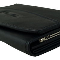 klassische Damengeldbörse mit Clipverschluss-Münzfach, Rindsleder mit RFID-safe