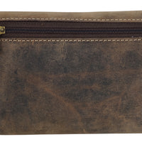 schicke Damengeldbörse aus naturrauhem Hunterleder mit Edelweißprägung