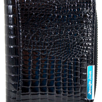 kleine Luxus-Geldbörse aus Lackleder in Krokoprägung
