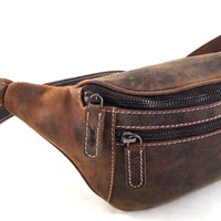 flache Vintage Bauchtasche aus Pull-Up Büffelleder