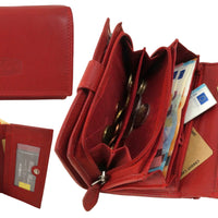 praktische Damengeldbörse aus weichem Rindsleder mit vielen Kartenfächern, RFID-safe