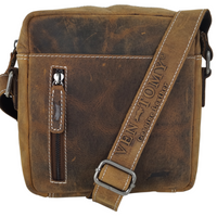 hochwertiger Unisex Messenger-Bag aus Büffelleder mit Vollausstattung