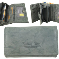 praktische Damengeldbörse aus weichem Rindsleder mit vielen Kartenfächern, RFID-safe