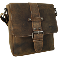hochwertiger Unisex Messenger-Bag aus Büffelleder mit Vollausstattung