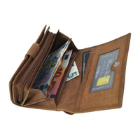 praktische Damengeldbörse aus weichem Rindsleder mit vielen Kartenfächern, RFID-safe