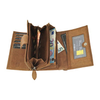 praktische Damengeldbörse aus weichem Rindsleder mit vielen Kartenfächern, RFID-safe