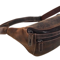 flache Vintage Bauchtasche aus Pull-Up Büffelleder