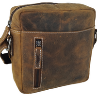 hochwertiger Unisex Messenger-Bag aus Büffelleder mit Vollausstattung