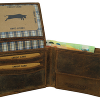 flache Geldbörse aus Büffelleder mit RFID-Blocker und Volllederausstattung