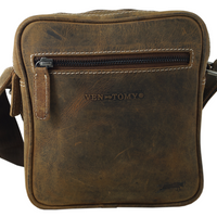 hochwertiger Unisex Messenger-Bag aus Büffelleder mit 2 Hauptfächern