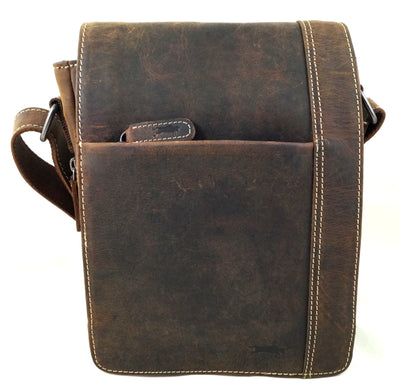 hochwertiger Unisex Messenger-Bag aus Büffelleder mit Überwurf