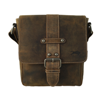 hochwertiger Unisex Messenger-Bag aus Büffelleder mit Vollausstattung