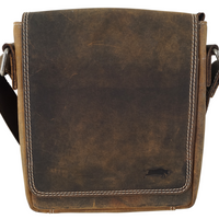hochwertiger Unisex Messenger-Bag aus Büffelleder mit Vollausstattung