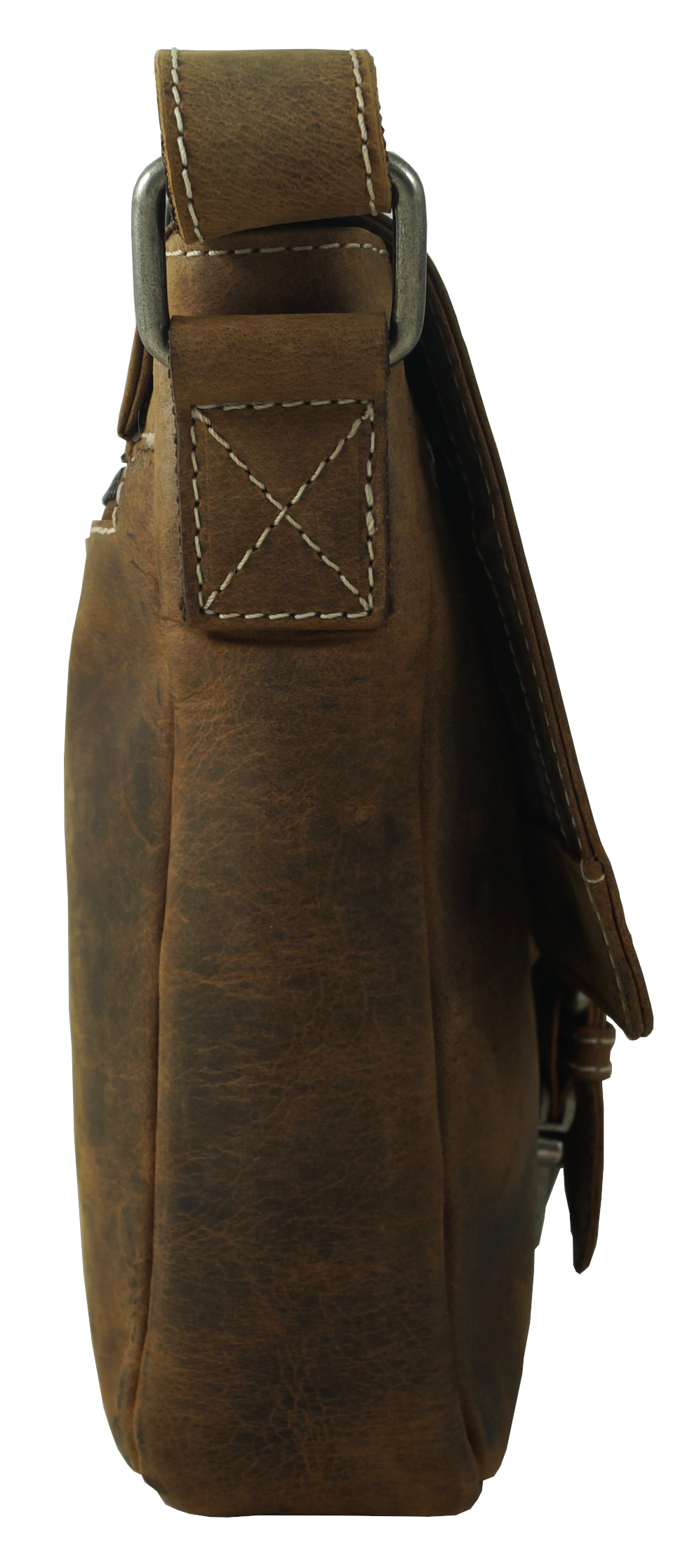 hochwertiger Unisex Messenger-Bag aus Büffelleder mit Vollausstattung