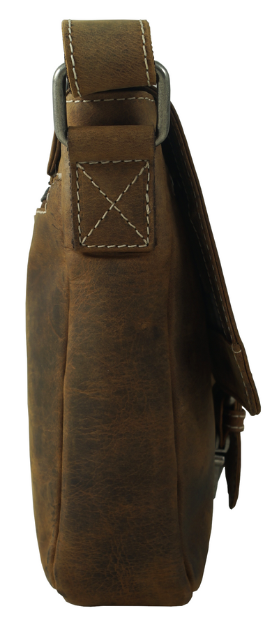 hochwertiger Unisex Messenger-Bag aus Büffelleder mit Vollausstattung