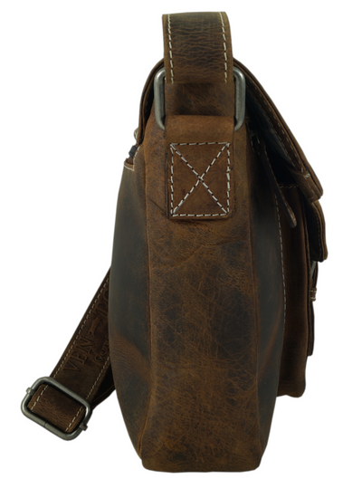 hochwertiger Unisex Messenger-Bag aus geöltem Büffelleder