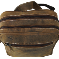 hochwertiger Unisex Messenger-Bag aus Büffelleder mit 2 Hauptfächern