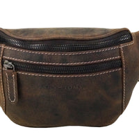 flache Vintage Bauchtasche aus Pull-Up Büffelleder