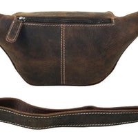 flache Vintage Bauchtasche aus Pull-Up Büffelleder