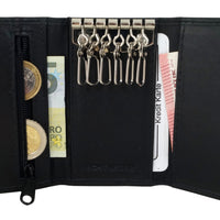 Schlüsseletui mit Schlüsselleiste und Fächern aus poliertem Echt Leder