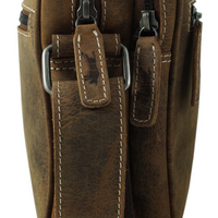 hochwertiger Unisex Messenger-Bag aus Büffelleder mit 2 Hauptfächern