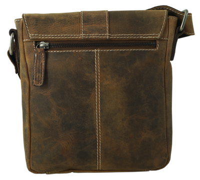 hochwertiger Unisex Messenger-Bag aus Büffelleder mit Vollausstattung