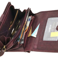 praktische Damengeldbörse aus weichem Rindsleder mit vielen Kartenfächern, RFID-safe