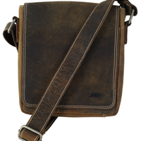 hochwertiger Unisex Messenger-Bag aus Büffelleder mit Vollausstattung