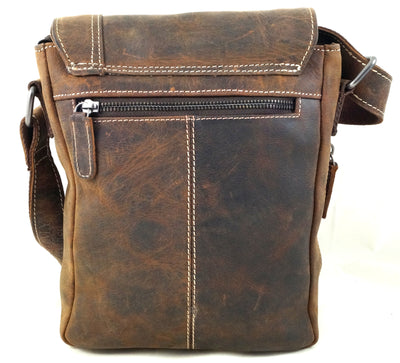 hochwertiger Unisex Messenger-Bag aus Büffelleder mit Überwurf