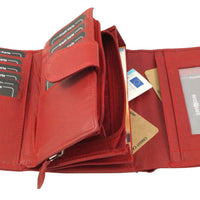 praktische Damengeldbörse aus weichem Rindsleder mit vielen Kartenfächern, RFID-safe