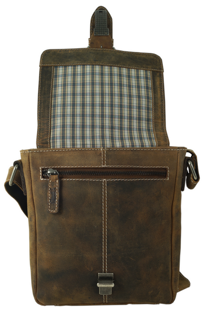hochwertiger Unisex Messenger-Bag aus Büffelleder mit Vollausstattung