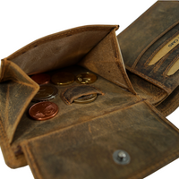 flache Geldbörse aus Büffelleder mit RFID-Blocker und Volllederausstattung