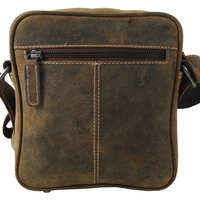 hochwertiger Unisex Messenger-Bag aus Büffelleder mit 2 Hauptfächern