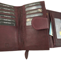 praktische Damengeldbörse aus weichem Rindsleder mit vielen Kartenfächern, RFID-safe