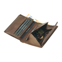 flache Faltbörse aus glattem Echt Leder mit RFID-Blocker