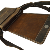 hochwertiger Unisex Messenger-Bag aus Büffelleder mit Vollausstattung