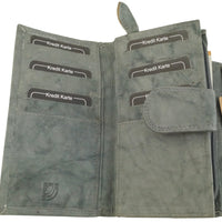 praktische Damengeldbörse aus weichem Rindsleder mit vielen Kartenfächern, RFID-safe