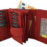 praktische Damengeldbörse aus weichem Rindsleder mit vielen Kartenfächern, RFID-safe