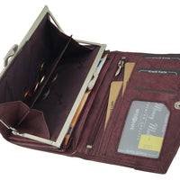 klassische Damengeldbörse mit Clipverschluss-Münzfach, Rindsleder mit RFID-safe