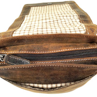 hochwertiger Unisex Messenger-Bag aus Büffelleder mit Überwurf