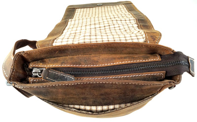 hochwertiger Unisex Messenger-Bag aus Büffelleder mit Überwurf