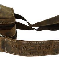 hochwertiger Unisex Messenger-Bag aus Büffelleder mit 2 Hauptfächern