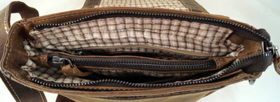 hochwertiger Unisex Messenger-Bag aus Büffelleder mit Überwurf