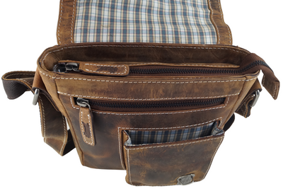 hochwertiger Unisex Messenger-Bag aus geöltem Büffelleder