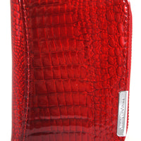 kleine Luxus-Geldbörse aus Lackleder in Krokoprägung