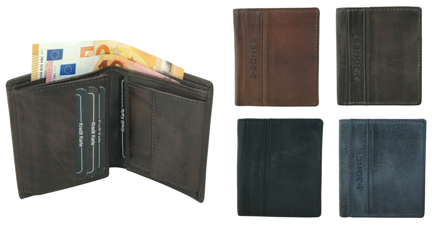 flache Faltbörse aus glattem Echt Leder mit RFID-Blocker