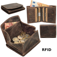 Kompakte Leder-Geldbörse mit Wiener Schachtel - RFID