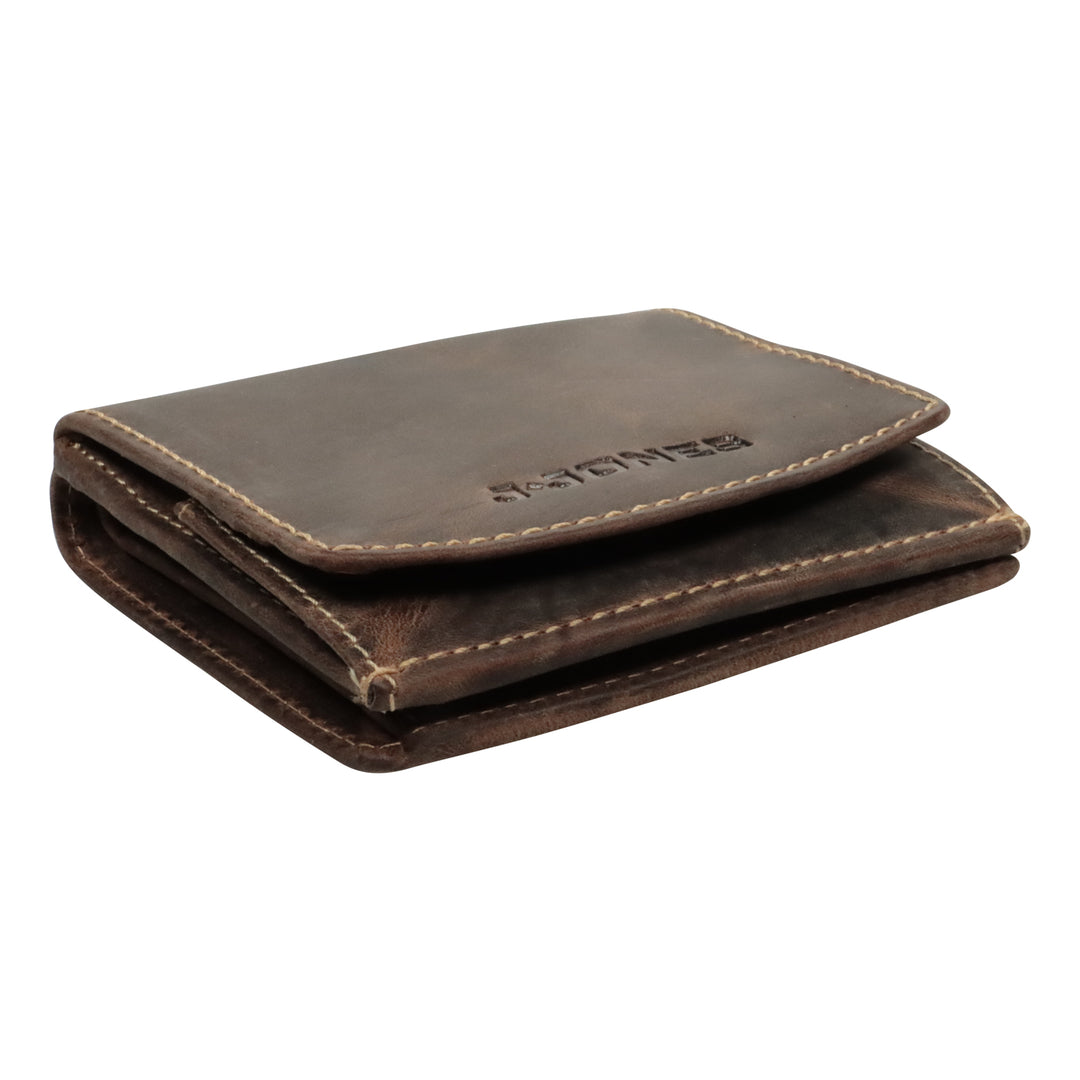 Kompakte Leder-Geldbörse mit Wiener Schachtel braun günstig