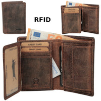 Kompakte Vollleder - Geldbörse aus Büffelleder mit RFID-Blocker